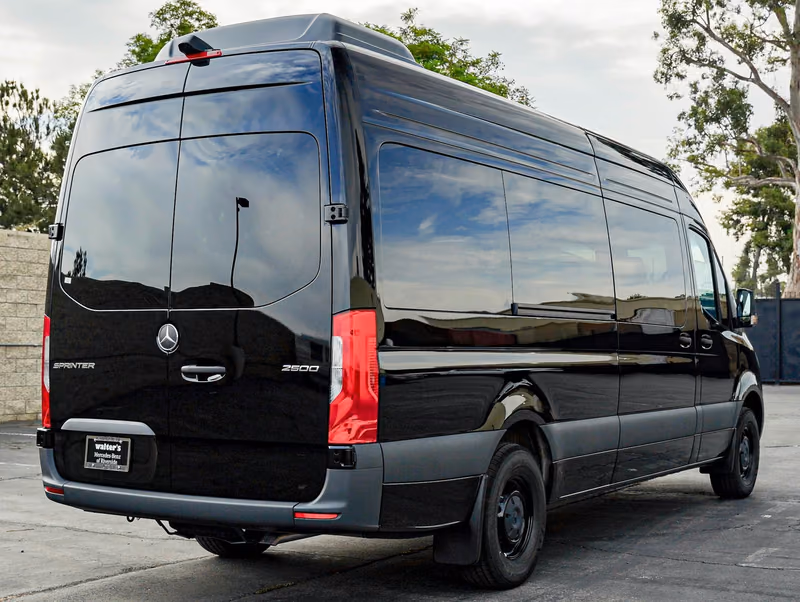 Black Mercedes-Benz Sprinter van